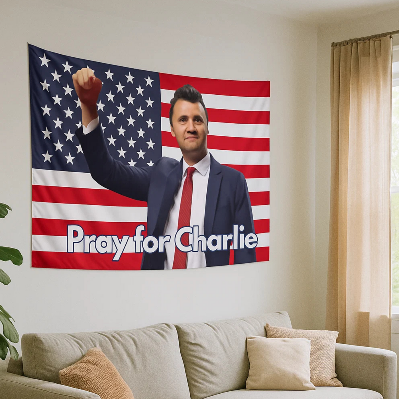 Pray for Charlie USA Flag / In All Honor – Charlie Kirk (1993–2025)