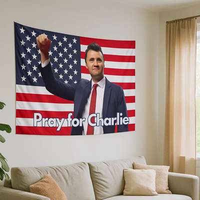 Pray for Charlie USA Flag / In All Honor – Charlie Kirk (1993–2025)