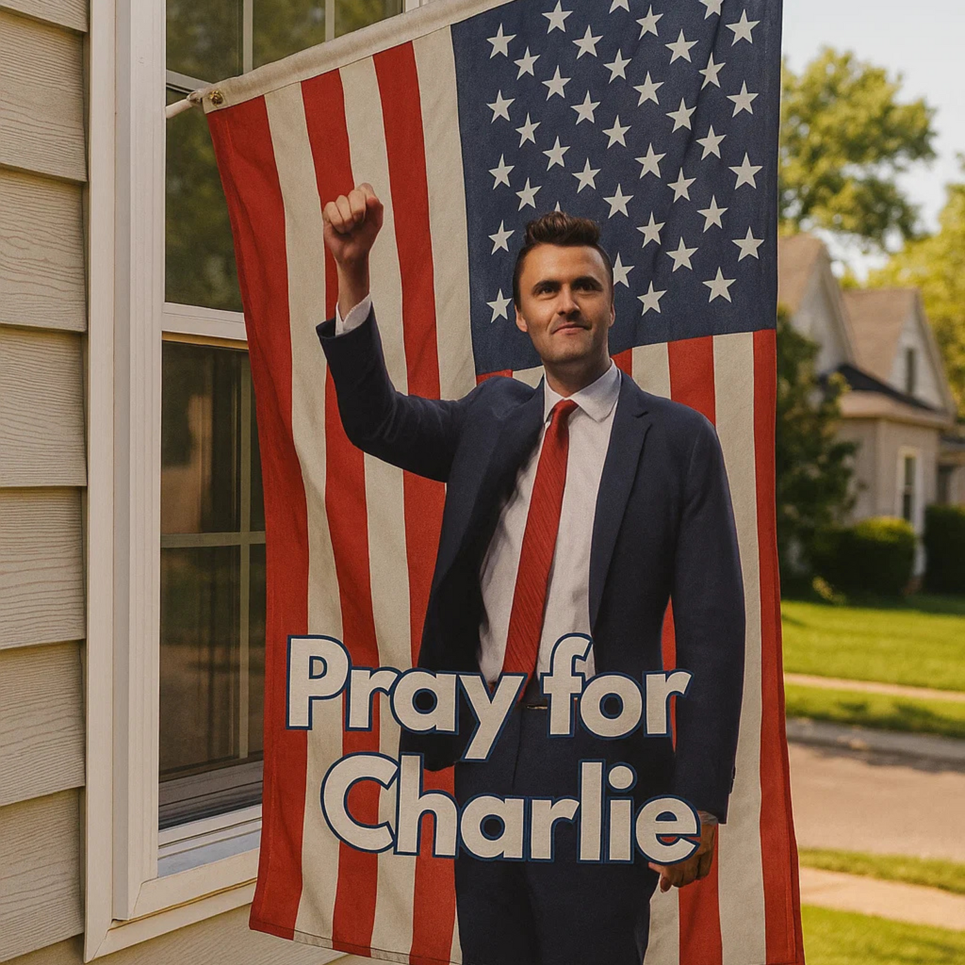 Pray for Charlie USA Flag / In All Honor – Charlie Kirk (1993–2025)