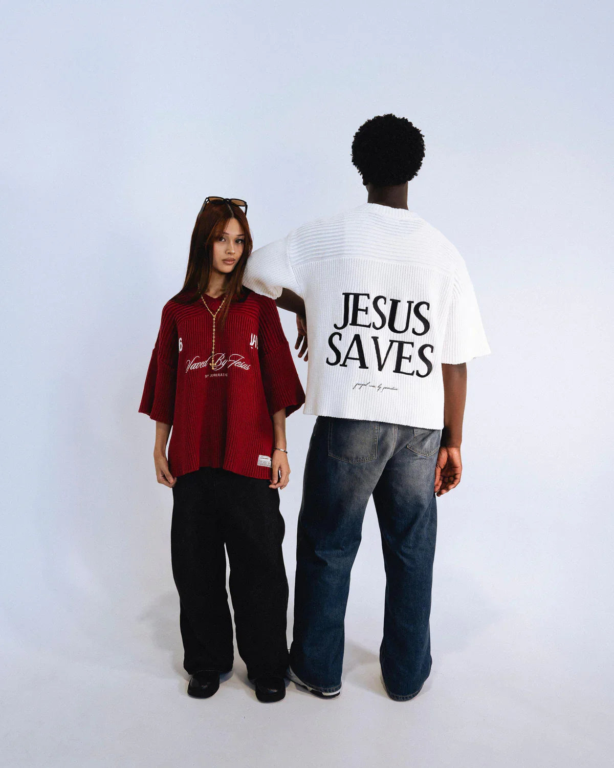 "SAVED BY JESUS" -  KNIT JERSEY