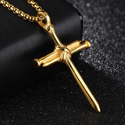 Cross Necklace for Men Cross Pendant STRENGTH Bible Verse Stainless Steel Necklace