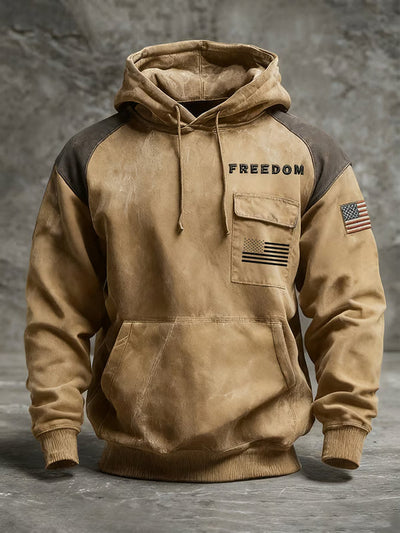 Knitted men's retro hot spot pocket print sweatshirt