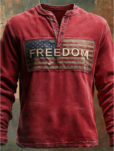 Men's Print Henley Top