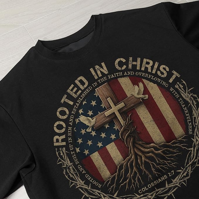 Rooted in Christ T-Shirt - Cross Jesus Shirt,