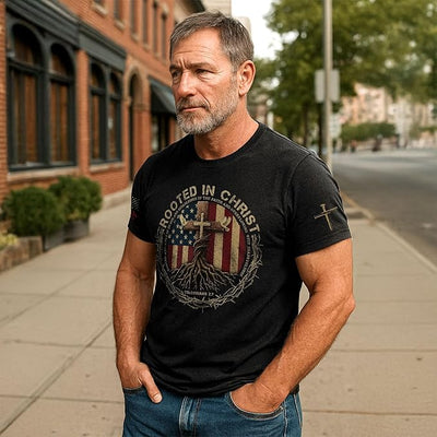 Rooted in Christ T-Shirt - Cross Jesus Shirt,