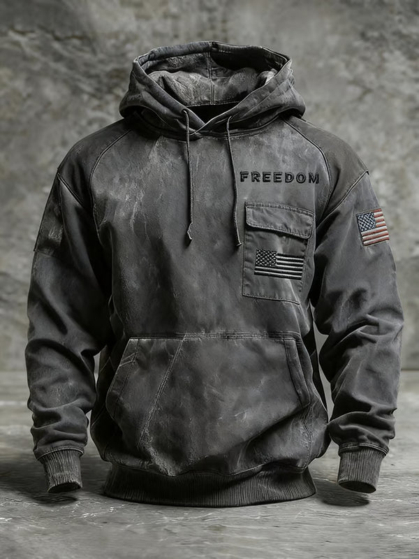 Knitted men's retro hot spot pocket print sweatshirt